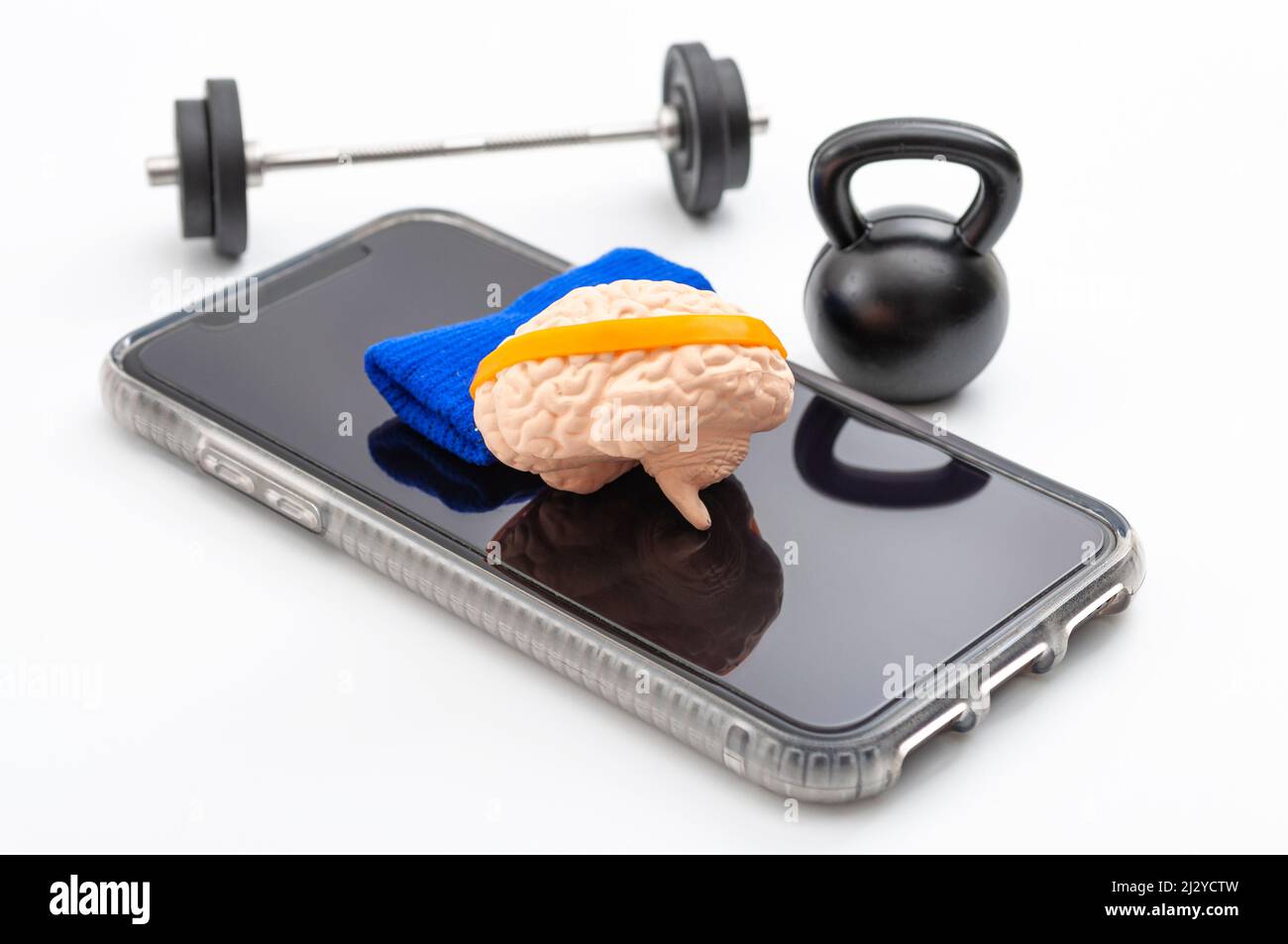 Brain training, neurology improvement app and mind workout concept with ...