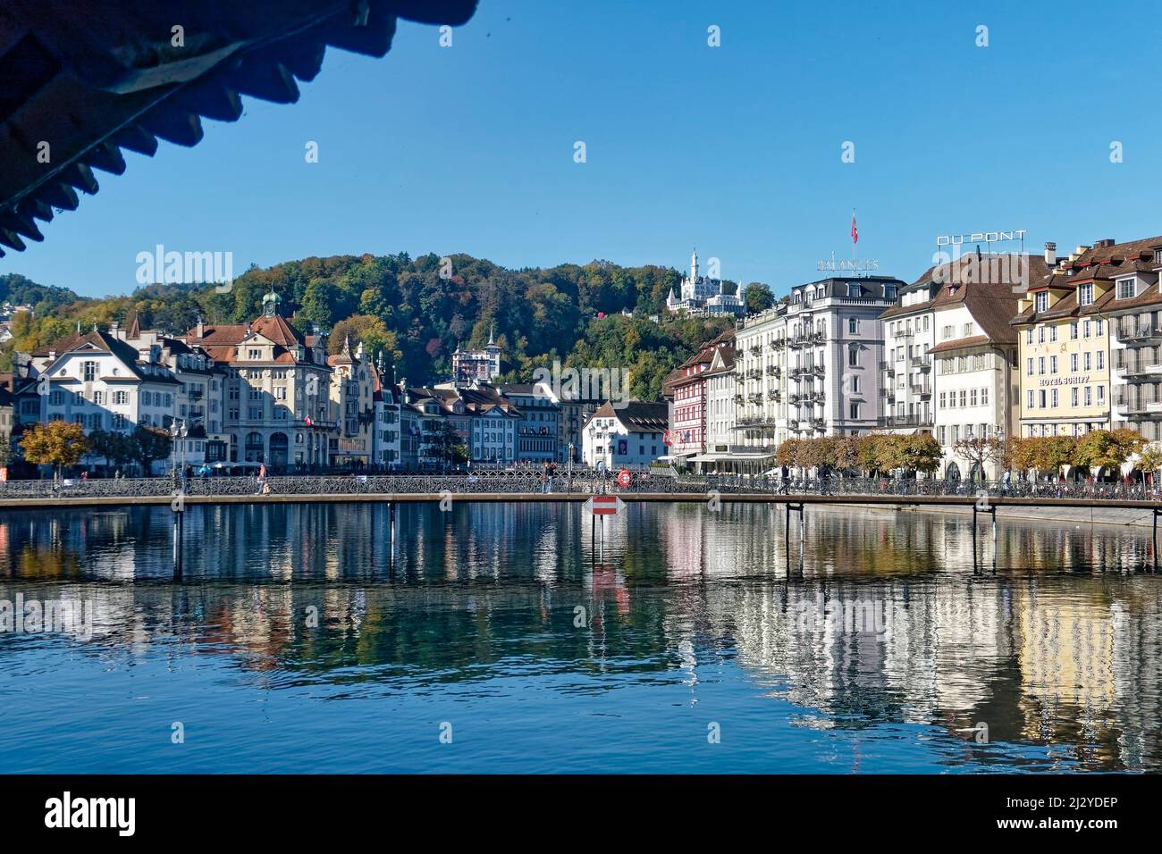 Lucerne in autumn, Reuss river, old town, Switzerland Stock Photo