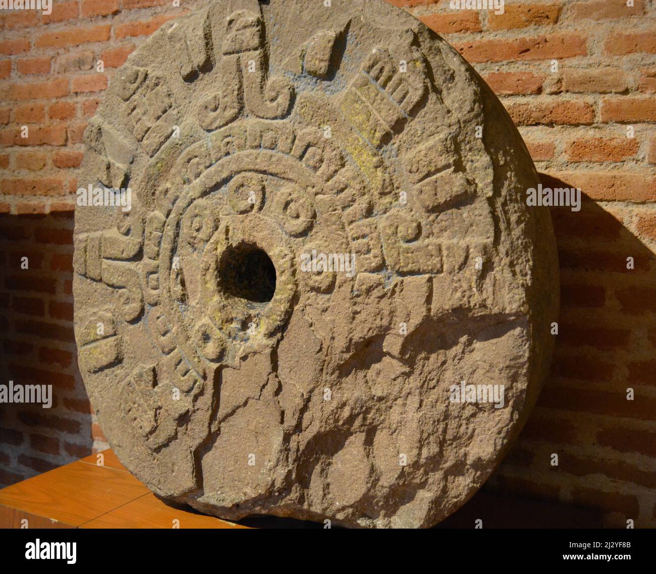 Stone with Zapotec Calendar of twenty days. Museo de las Culturas Oaxaca Stock Photo