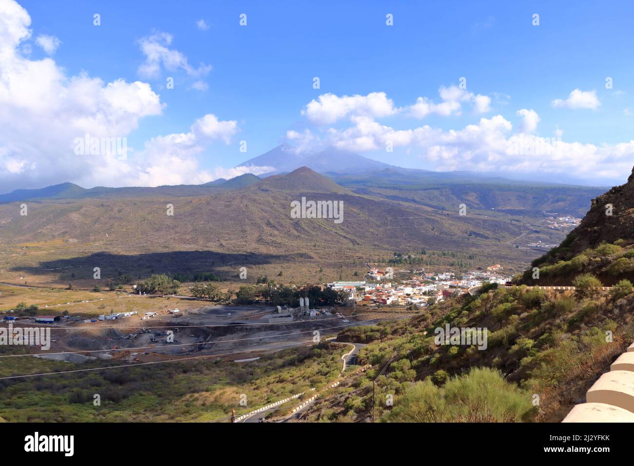 Santiago del Teide town and valle de arriba from above. Tenerife, Canary Islands in Spain Stock Photo