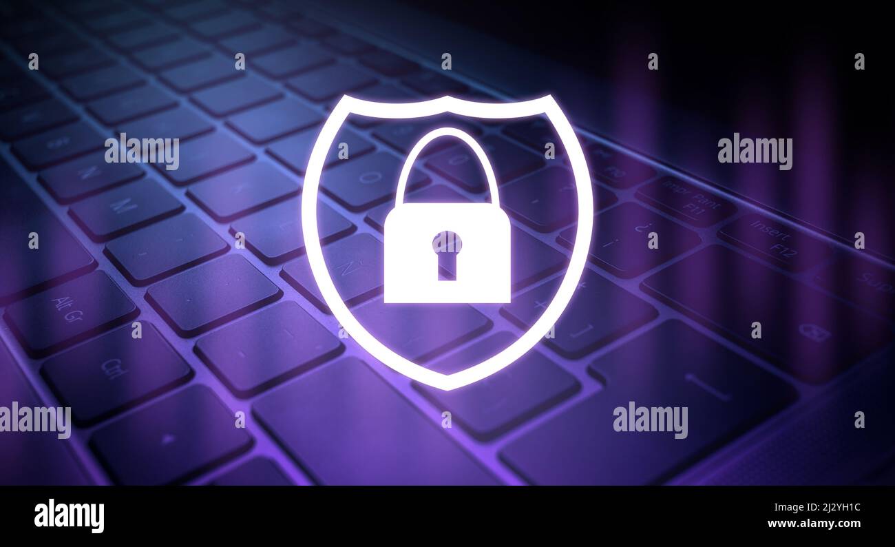Internet security shield concept. Cyber security data protection business technology. Stock Photo