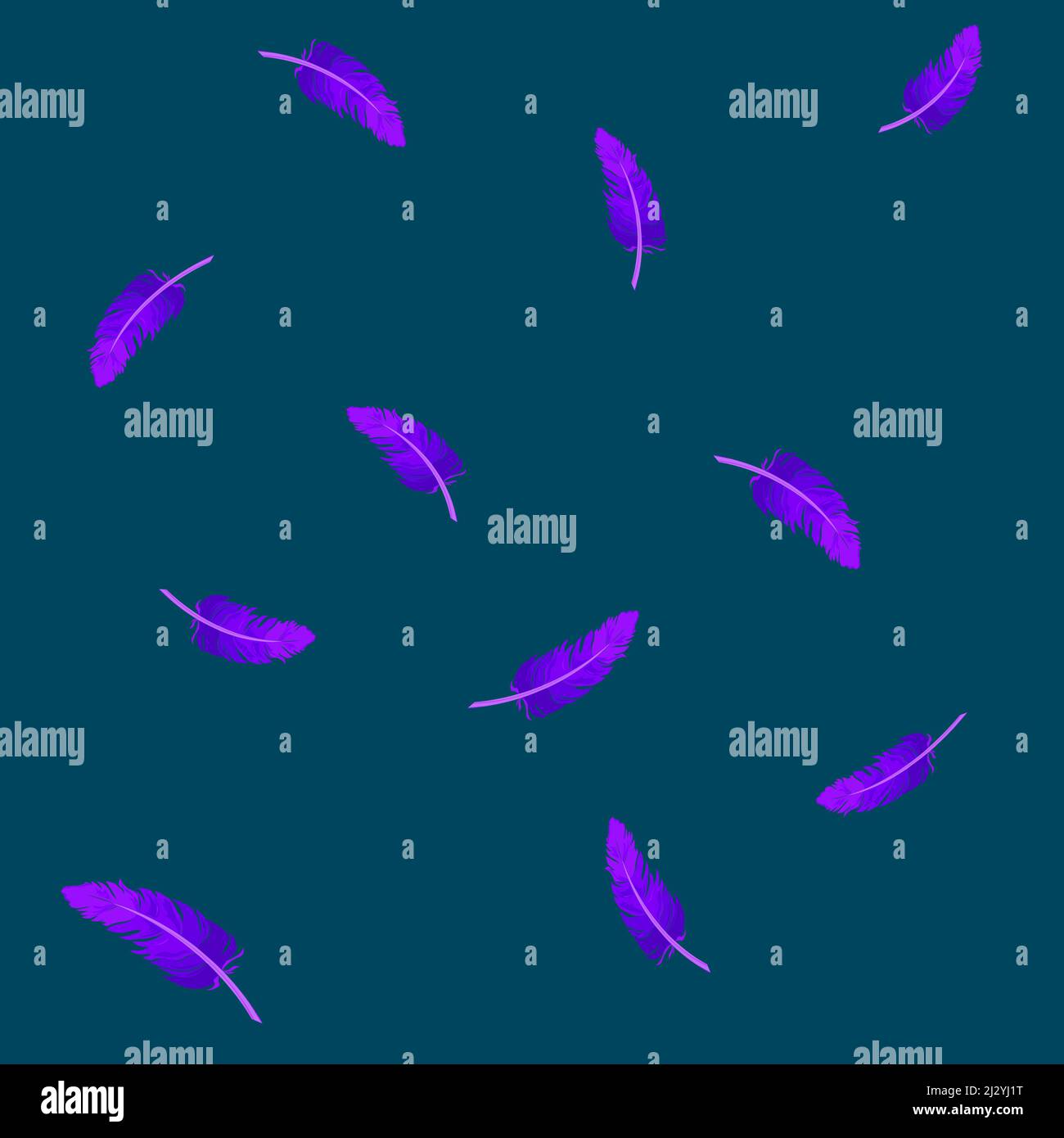Vintage vector seamless feather pattern, dark background Stock Vector