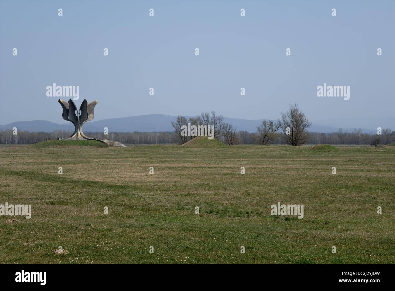 Jasenovac, Croatia - March 27, 2022:  Concentration and Extermination camp established in the village of Jasenovac and operated by the governing Ustas Stock Photo