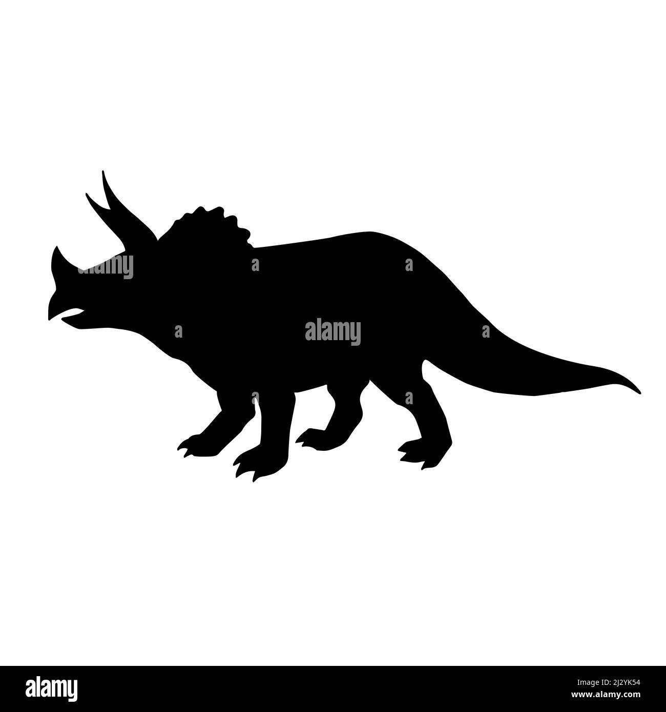 Vector black flat triceratops dinosaur silhouette isolated on white background Stock Vector