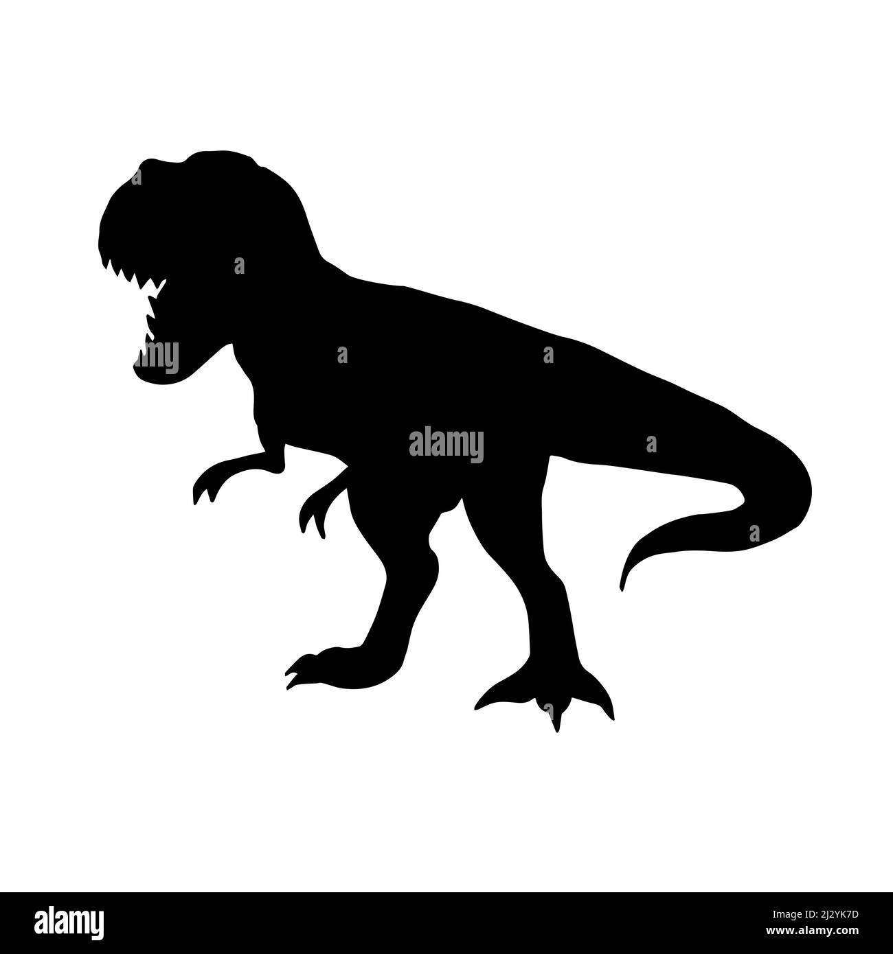 Vector black flat tyrannosaur rex dinosaur silhouette isolated on white background Stock Vector