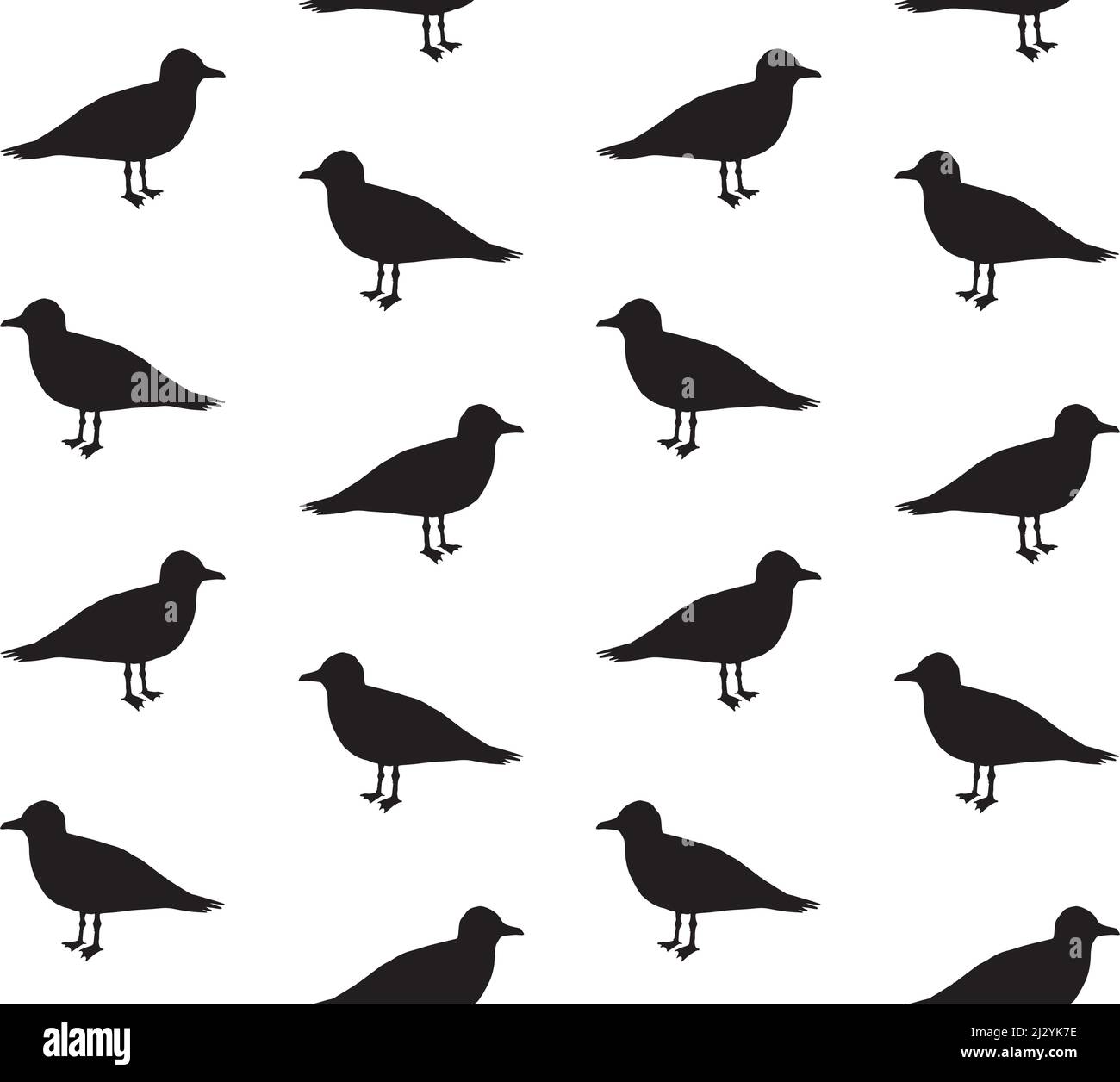 Vector seamless pattern of black sea gull silhouette isolated on white ...