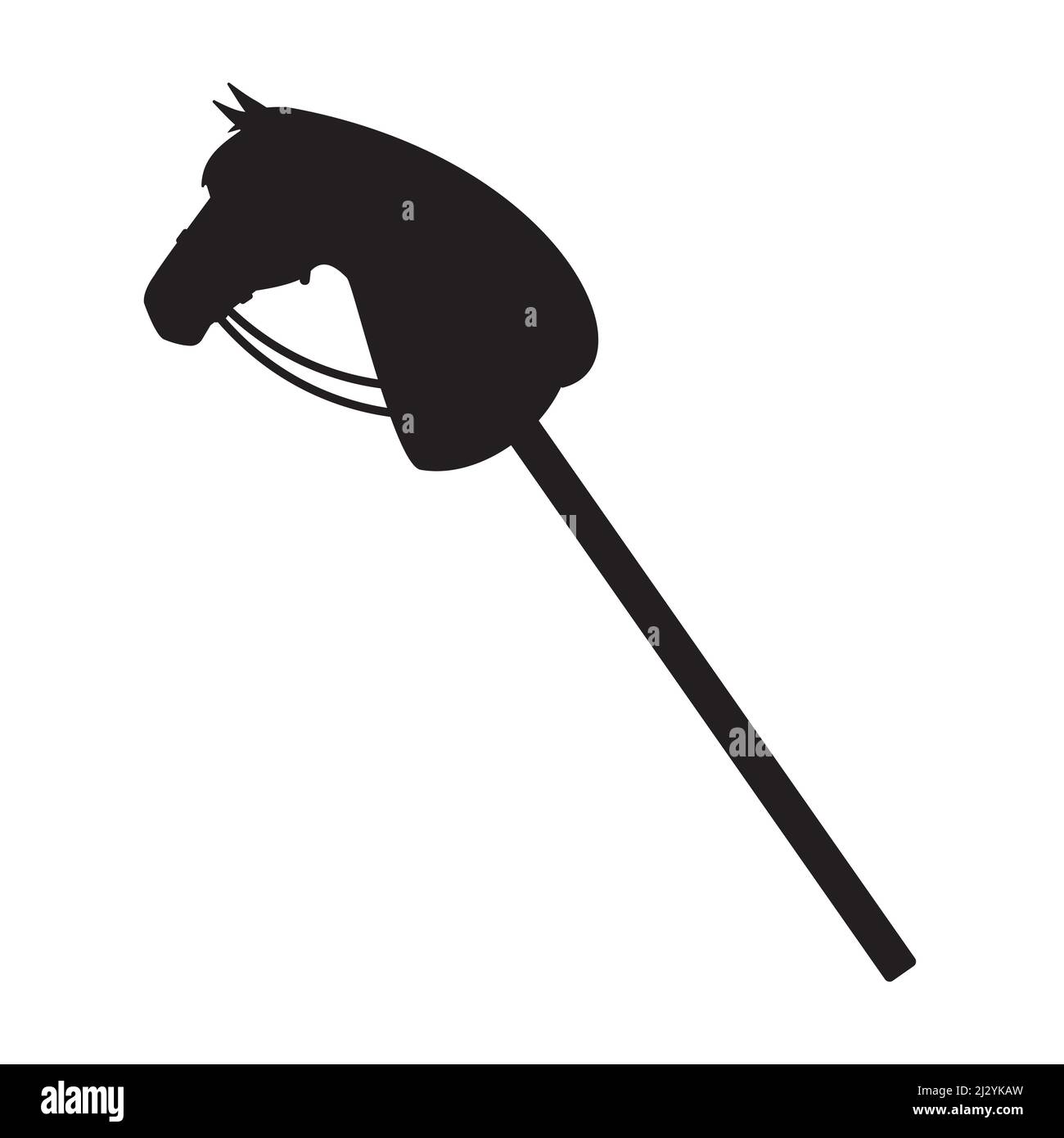 Vector flat black riding hobby horse toy silhouette isolated on white background Stock Vector