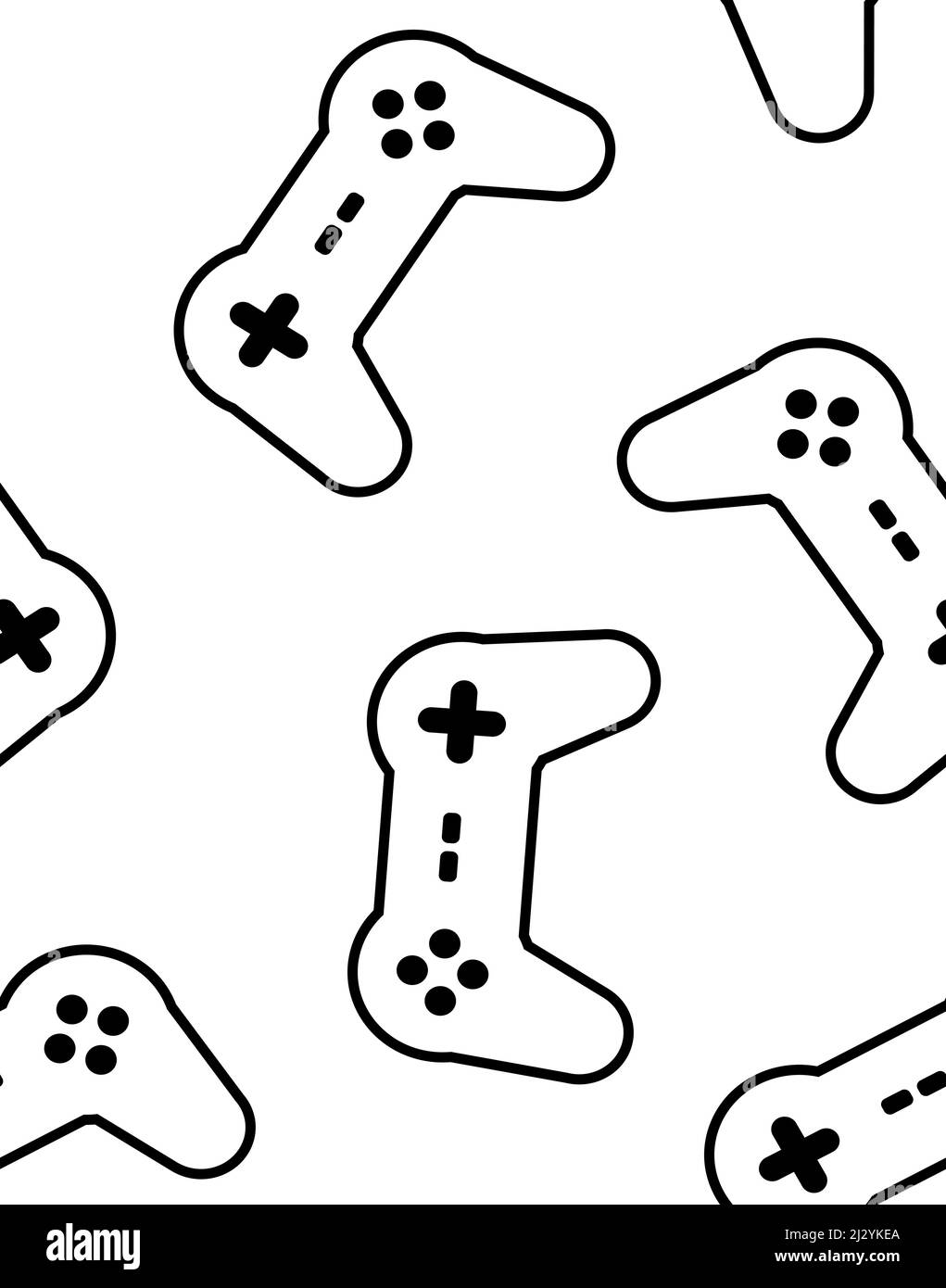 Vector seamless pattern of outline gaming console joystick isolated on ...