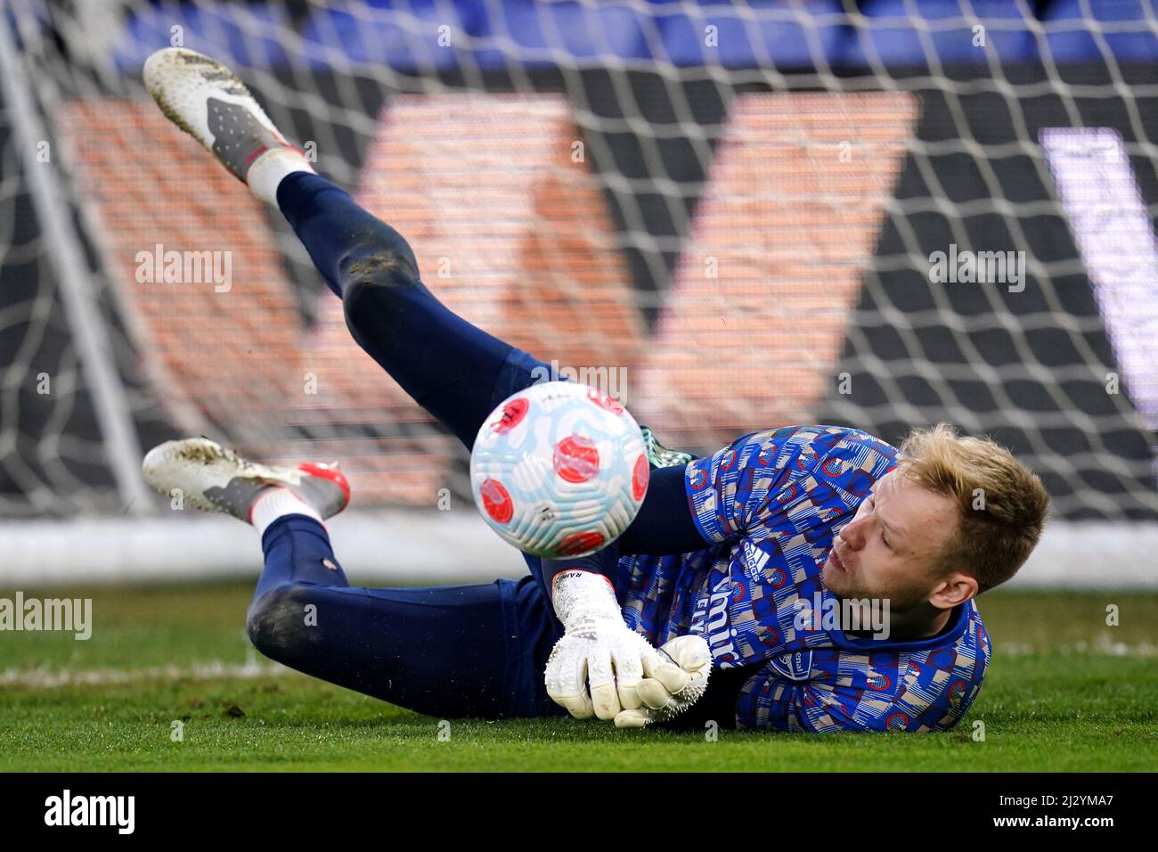 Arsenal Goalkeeper Aaron Ramsdale Warming Up Before The Premier League ...