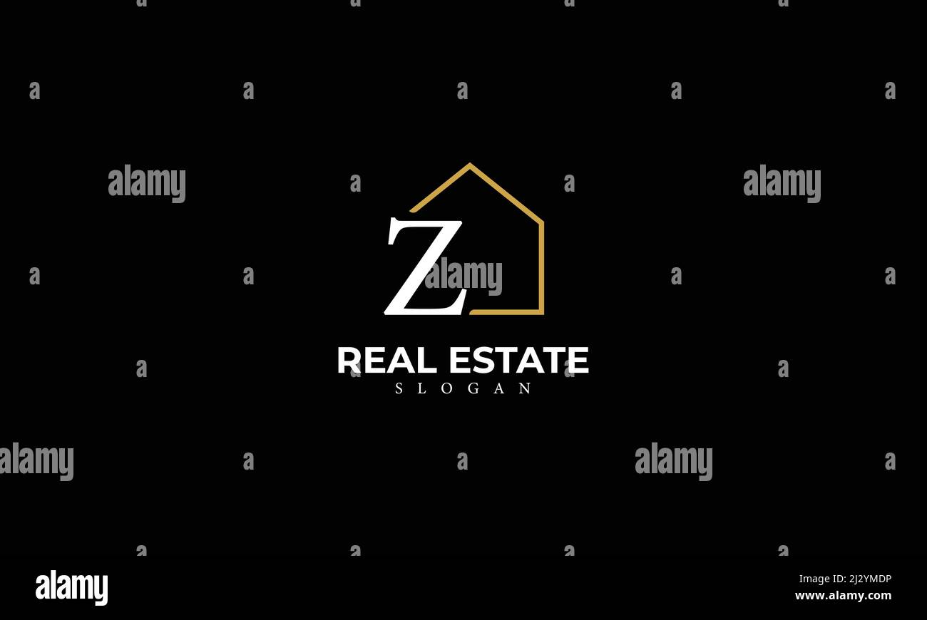 Alphabet Z Real Estate Monogram Vector Logo Design, Letter Z House Icon Template Stock Vector
