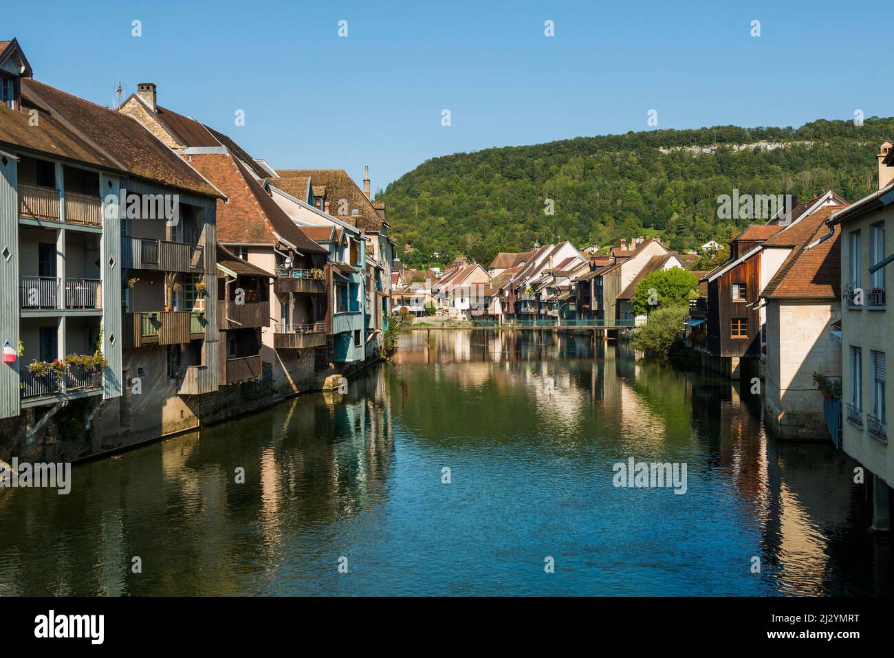 Ornans, on the Loue, Doubs department, Bourgogne-Franche-Comté, Jura, France Stock Photo