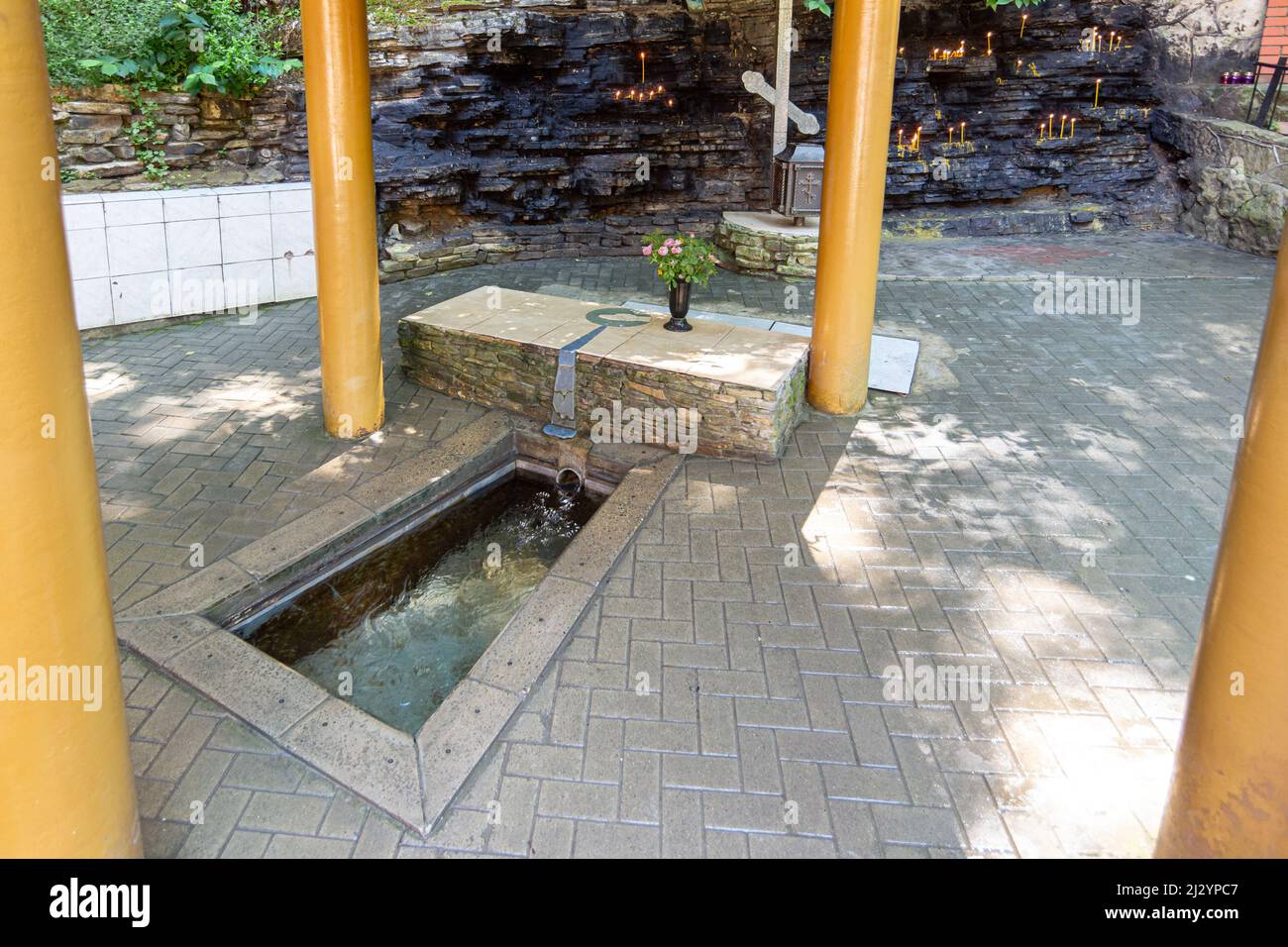 Neberdzhaevskaya, Russia - July 24, 2021: One of the sources of the complex of springs 'Holy handle' in the Krymsky district of the Krasnodar Territor Stock Photo