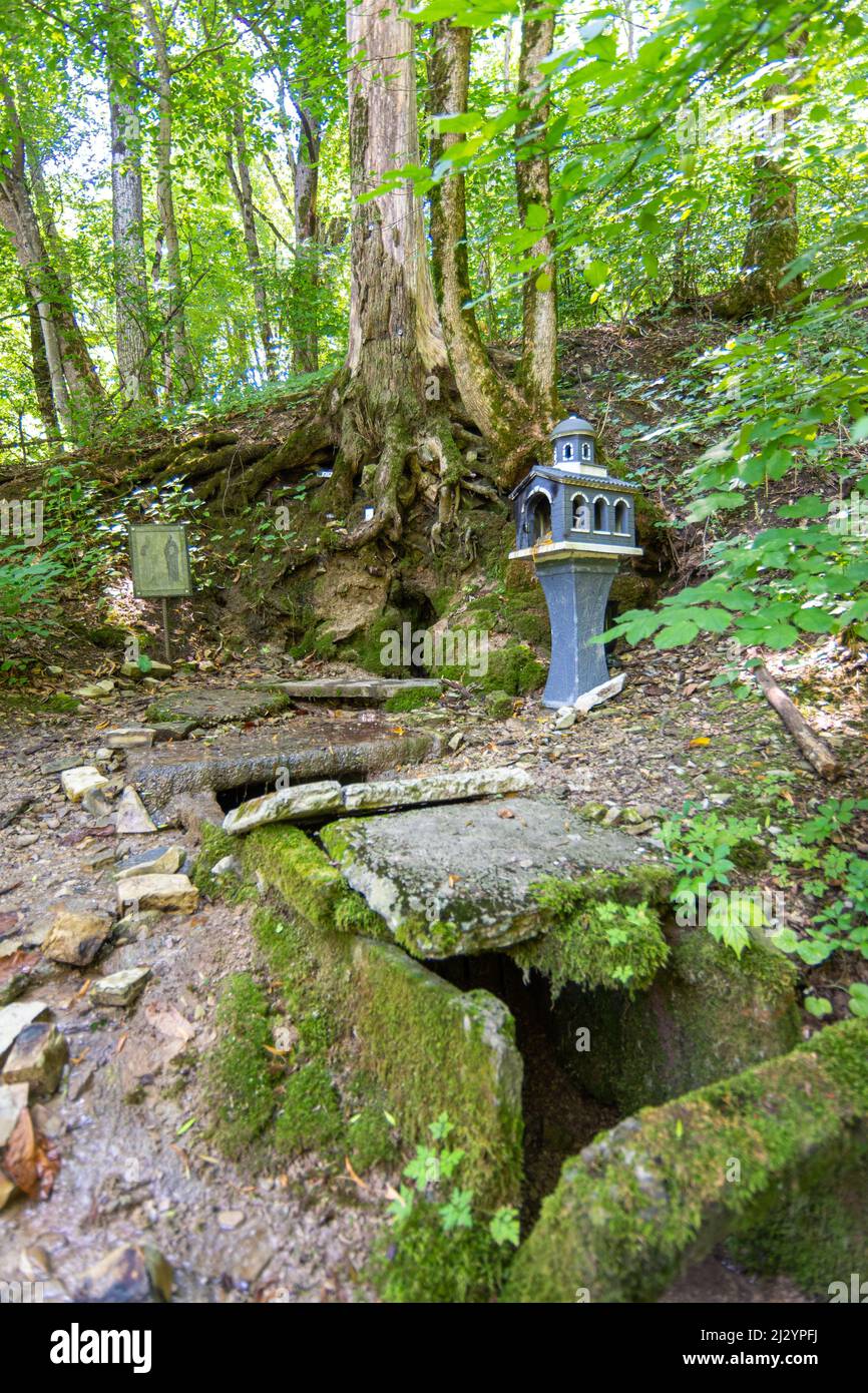 Neberdzhaevskaya, Russia - July 24, 2021: One of the sources of the complex of springs 'Holy handle' in the Krymsky district of the Krasnodar Territor Stock Photo