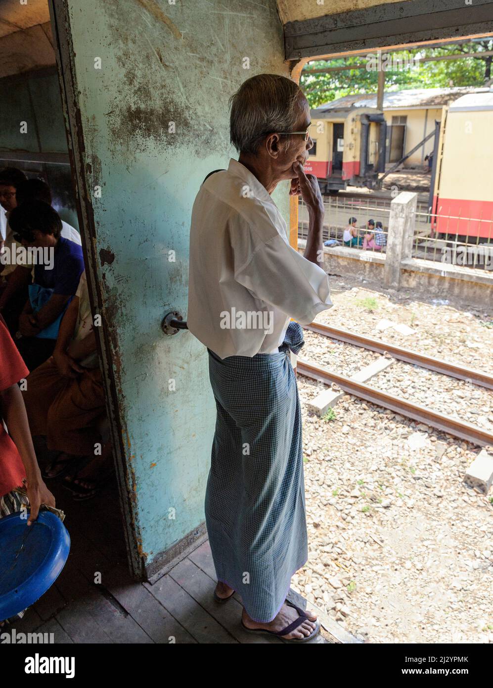 Yangon Circular Railway passengers in Yangon Myanmar (Burma) Stock Photo