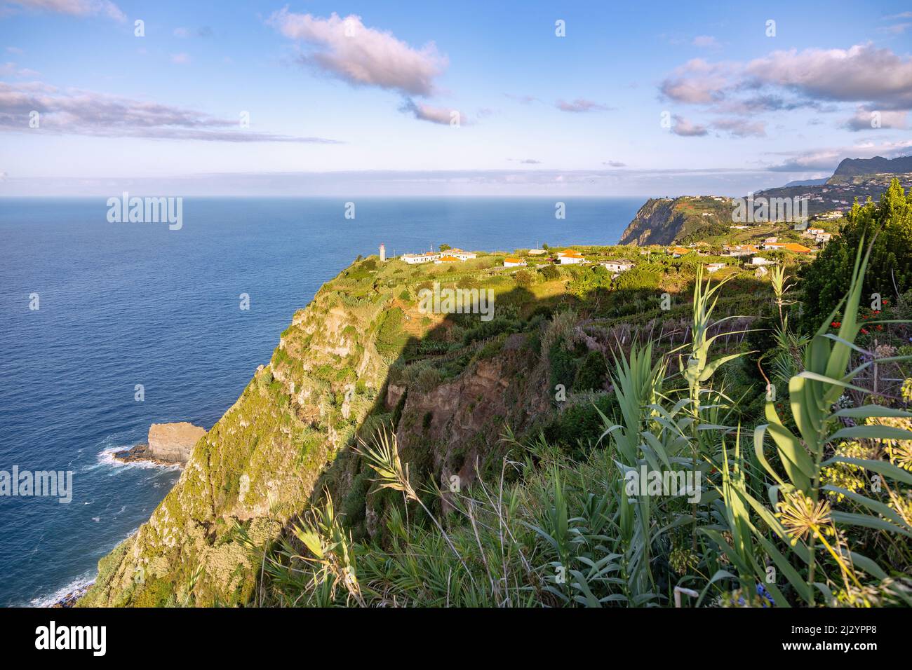 Farol de Sao Jorge, north coast; View from Miradouro da Vigia Stock Photo