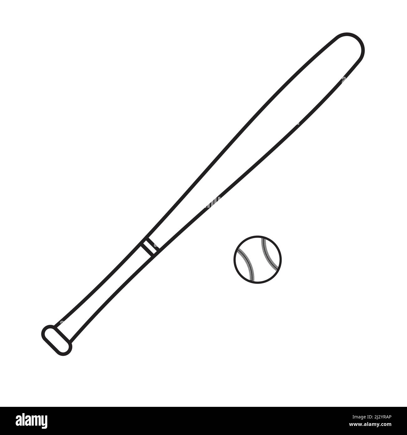 Vector flat outline baseball bat and ball isolated on white background Stock Vector Image & Art