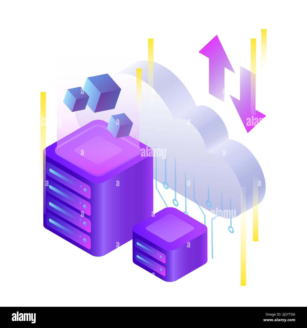 Big Data Storage. Creative Cloud Computing Illustration. Vector illustration Stock Vector