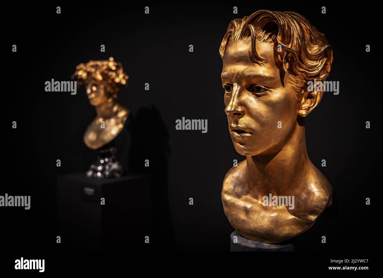 Golden age 4  - bronze sculpture of the artist Livio Scarpella exhibited in the Museum of Modern and Contemporary Art  - MART - - Rovereto - Italy Stock Photo