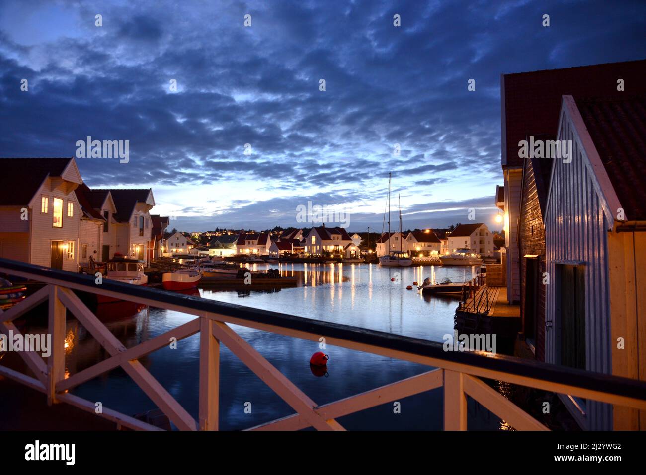 Evening in Skudeneshavn on Karmoy Island, north of Stavanger, Norway Stock Photo