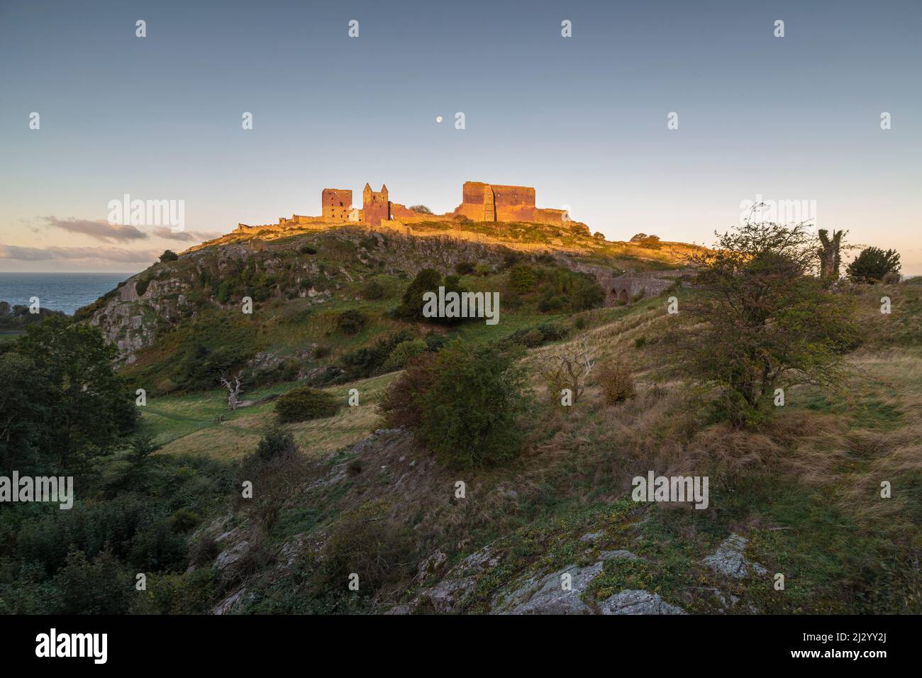 Hammershus castle ruins in the morning sunrise light, Bornholm, Denmark Stock Photo Alamy