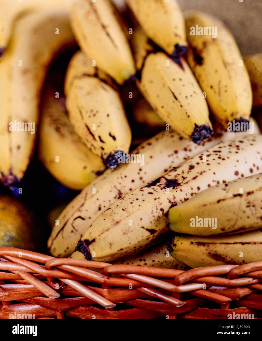 Close up fruit portrait of ripe 'speckled bananas' Stock Photo - Alamy