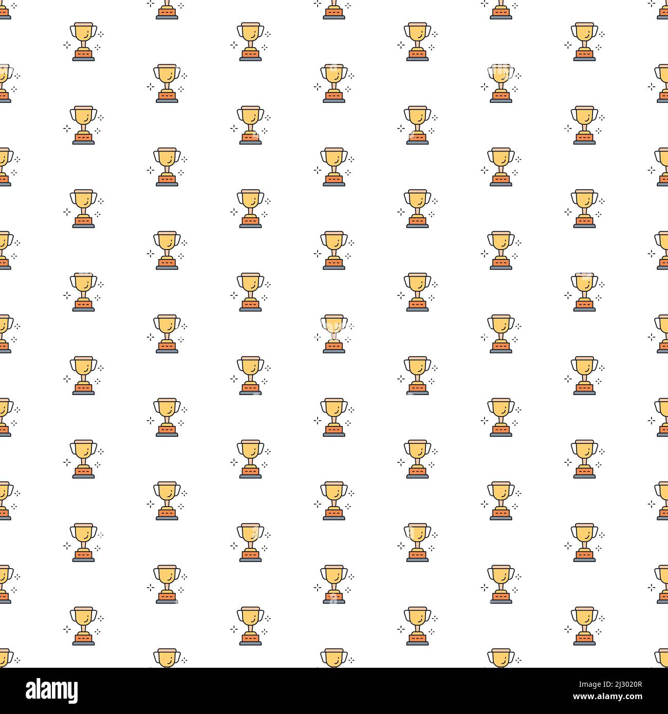 Vector cup, trophy, award pattern with various icons. Symbol texture ...