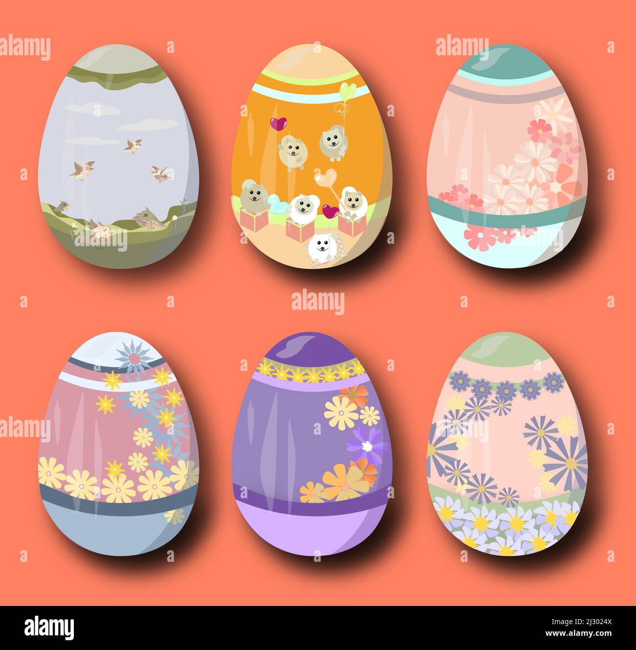 a set of painted eggs for Easter Stock Vector