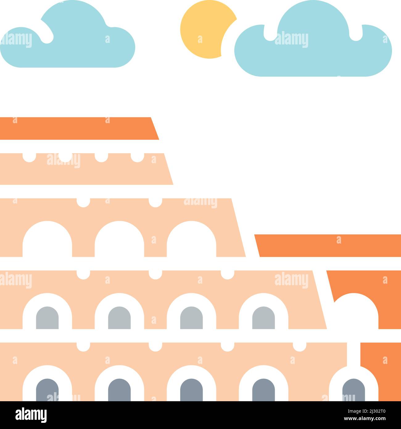Kiev, Ukraine - March 1, 2022: Vector Coliseum, Italy, landmark white line icon. Stock Vector