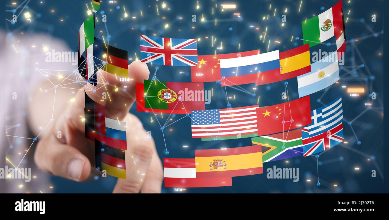 An illustration of all official national flags of the world Stock Photo