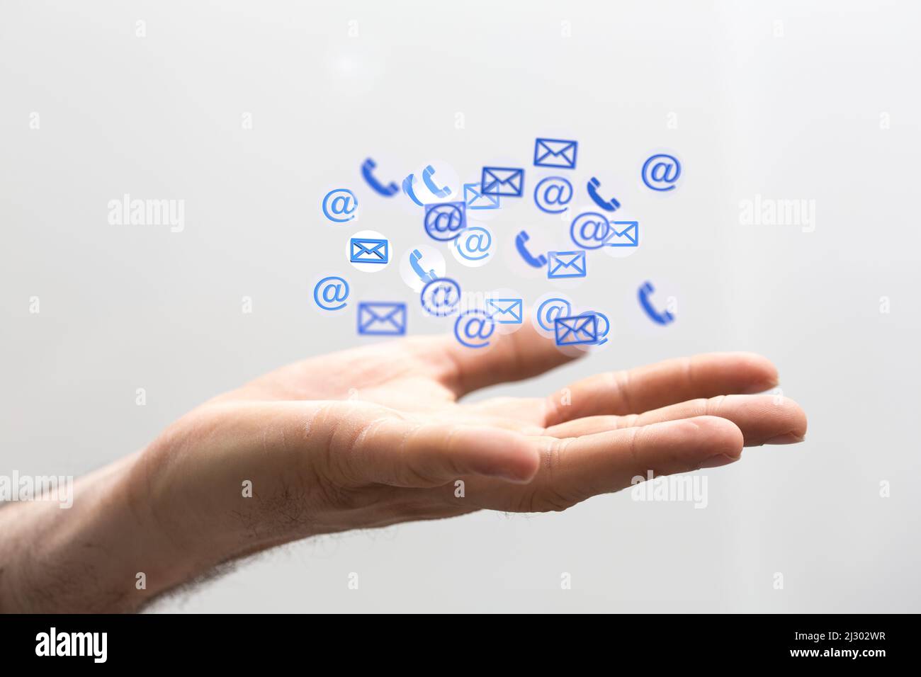 A 3D rendering of flying email and web icons Stock Photo - Alamy