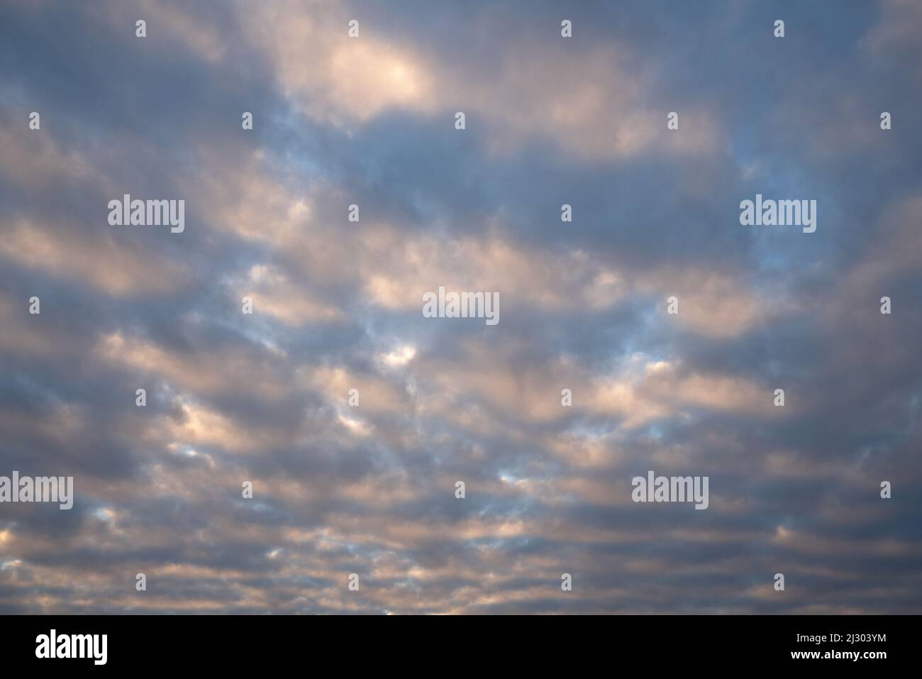 View to sky with fleecy clouds Stock Photo