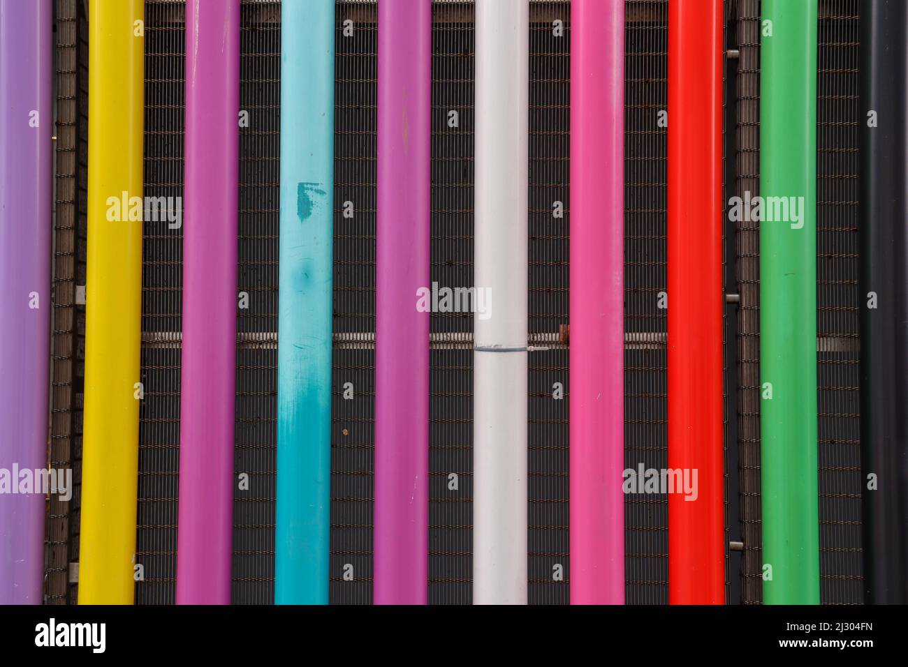 Colourful tubes / pipes facade / colourful background Stock Photo