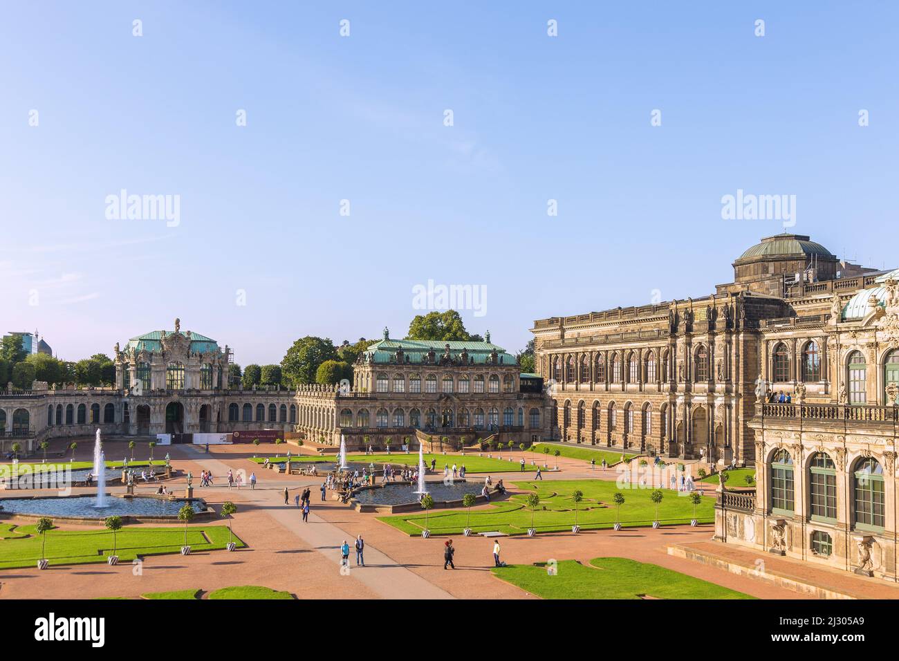 Dresden, Zwinger, Zwingerhof with Wall Pavilion, French Pavilion and Semper Gallery Stock Photo