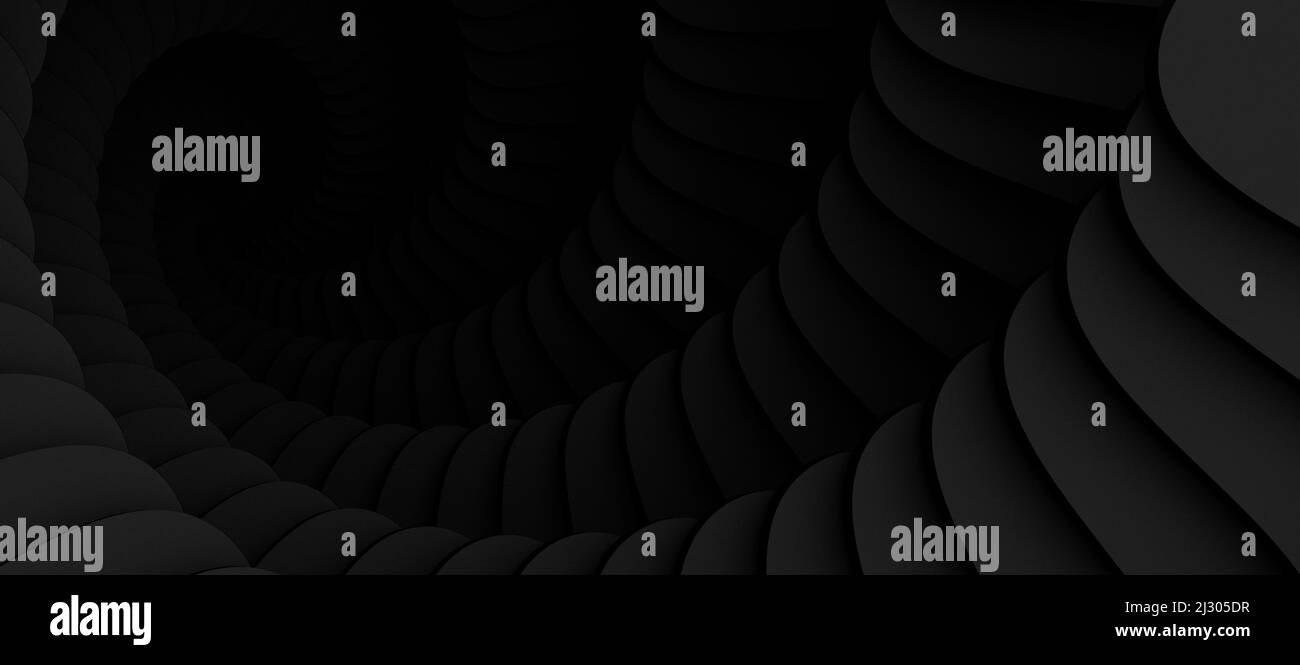 A shaded 3D illustration of tunnel vortex on a black background Stock Photo