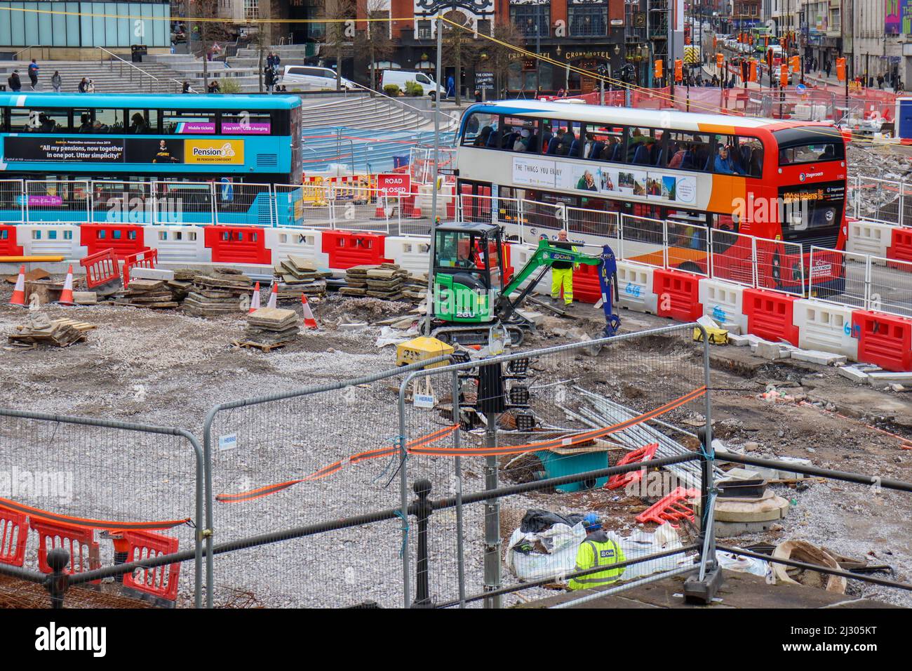Roadworks outside Liverpool Lime Street Station 2022 Stock Photo