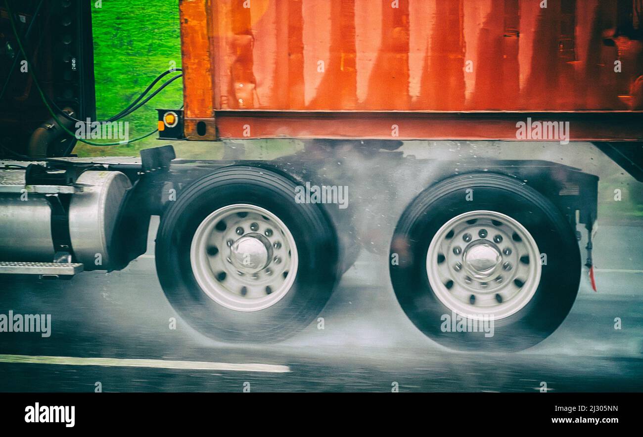 Truck tires in the rain Stock Photo Alamy