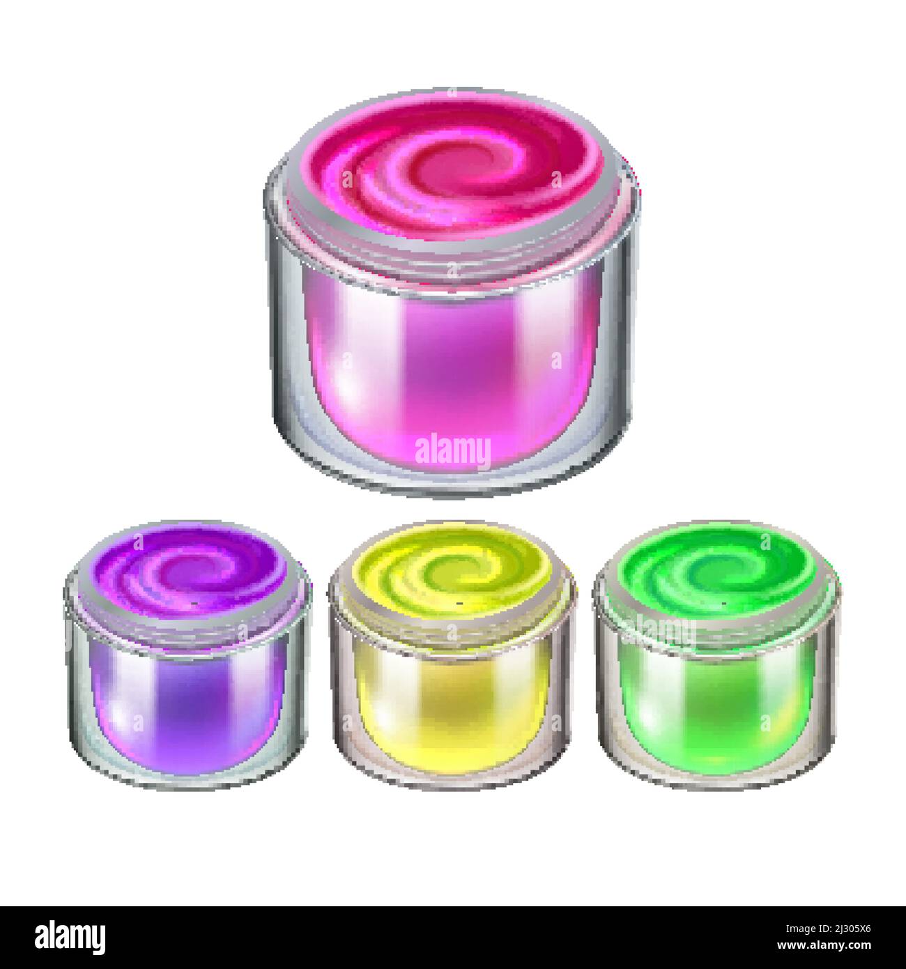 Hair Paint Multicolor Cosmetic Packages Set Vector Stock Vector