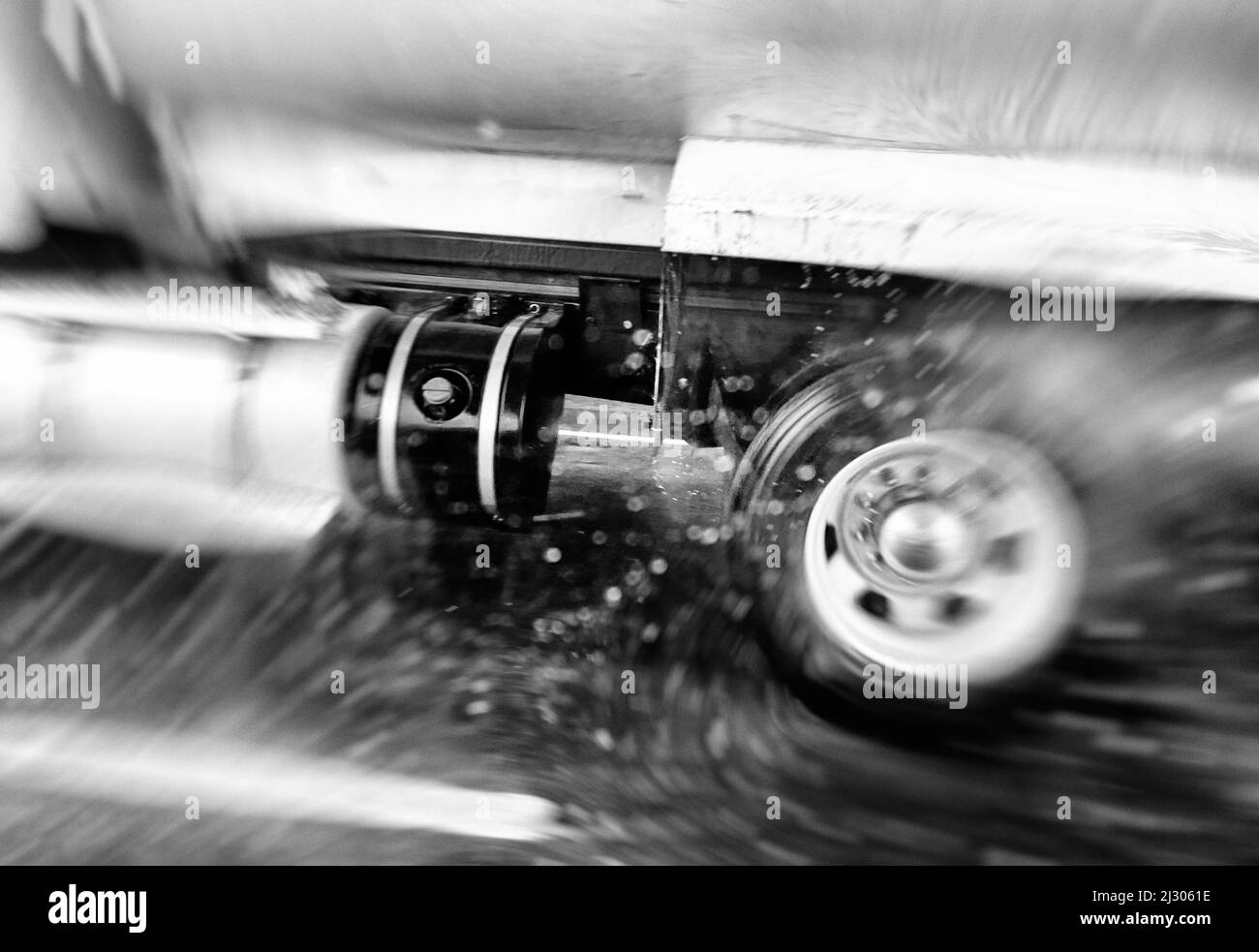 Truck tires in the rain Stock Photo