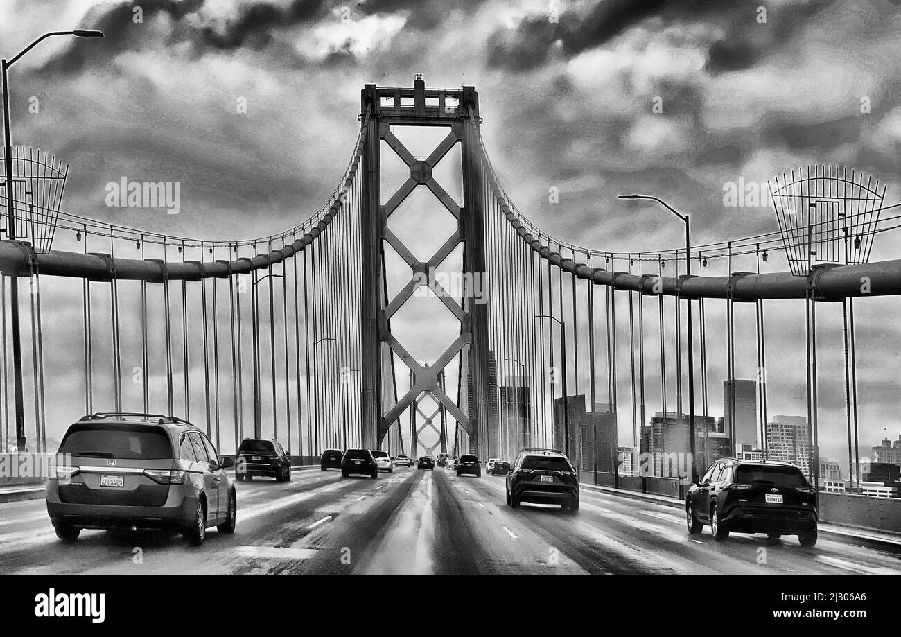 Crossing the Bay Bridge in San Francisco Stock Photo Alamy