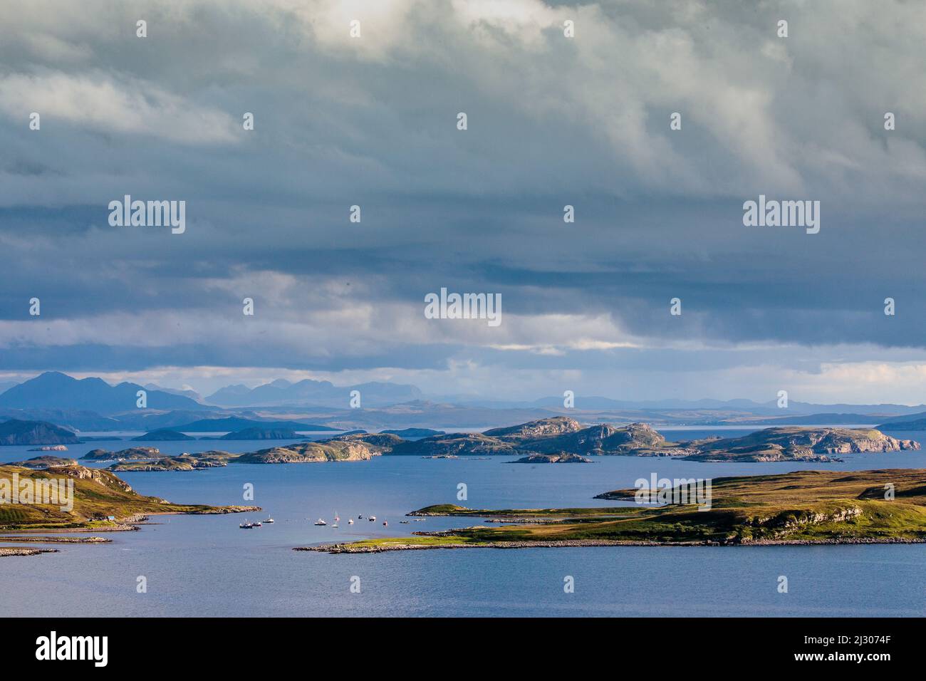 View from Coigach Peninsula, Archipelago, Tangle of Summer Isles, Wester Ross, Scotland, UK Stock Photo