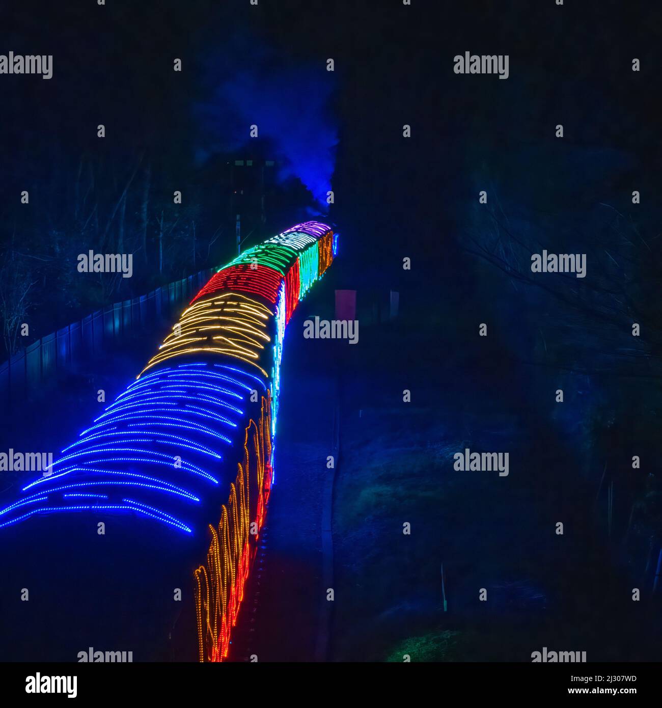 7828 Odney Manor pulling the illuminated 'Winter Lights' Christmas special passenger