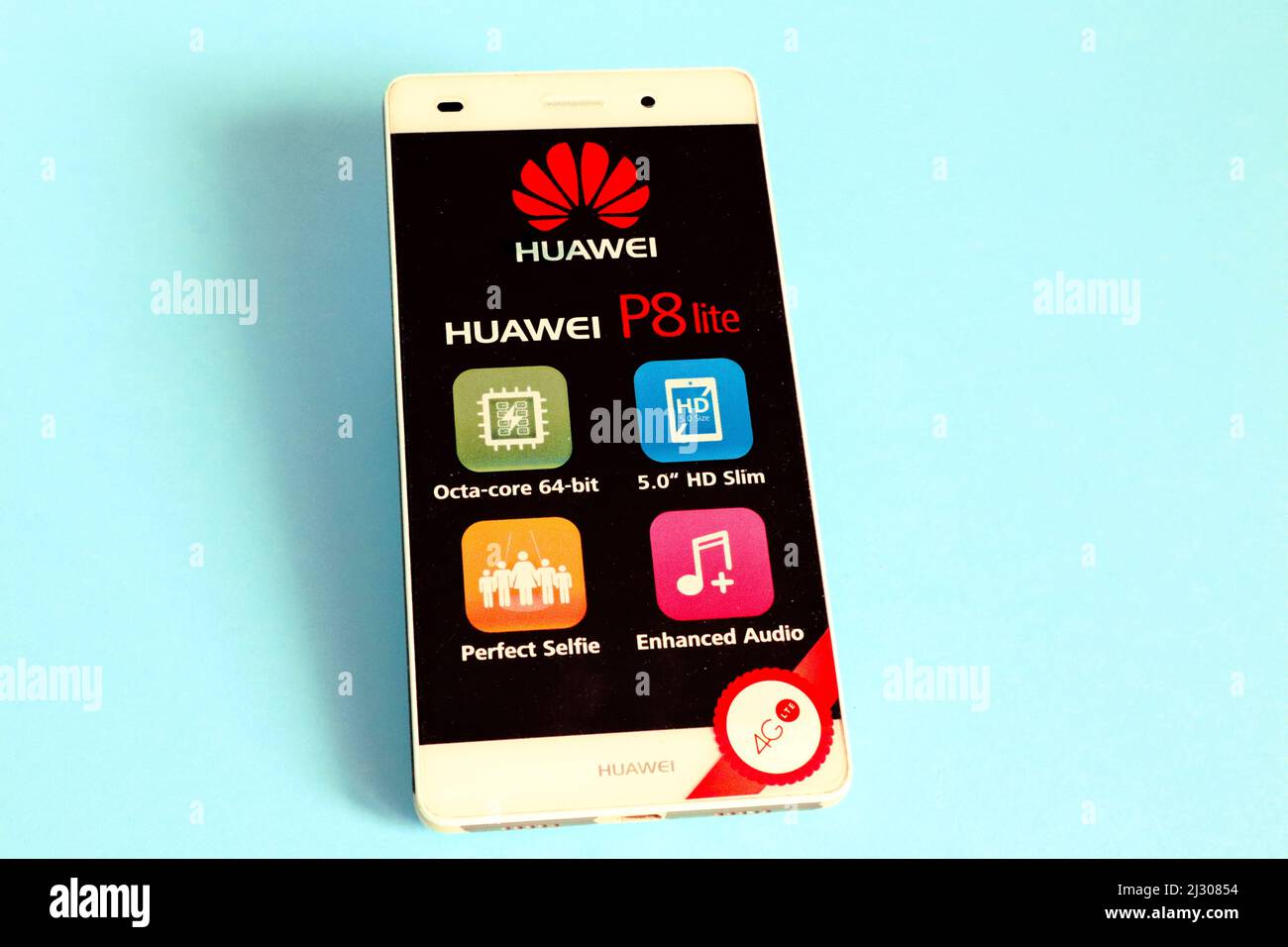 Smartphone Huawei P8 lite, first version released in april 2015. Huawei  Tecnologies Co. Ltd. Made in China Stock Photo - Alamy
