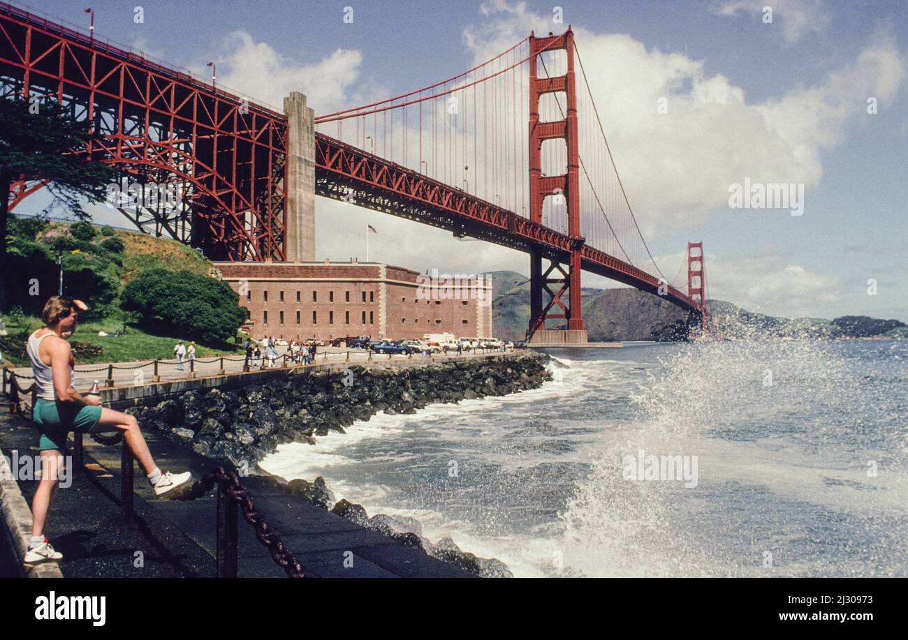 Die Golden Gate Brücke vom Marine Drive aus gesehen. - Golden Gate Bridge seen from Marine Drive Stock Photo