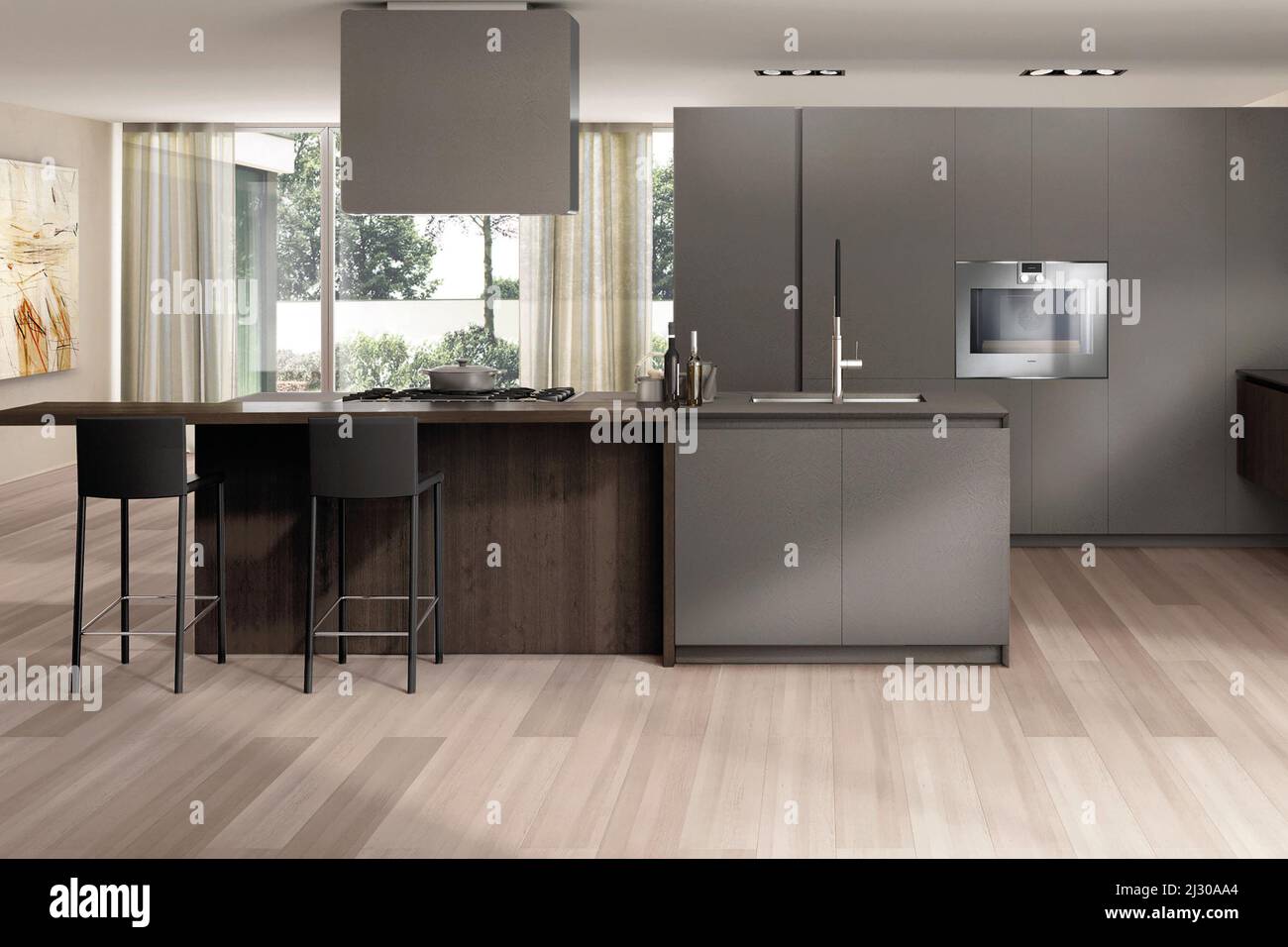 Modern luxury kitchen interior design in minimal style Stock Photo - Alamy