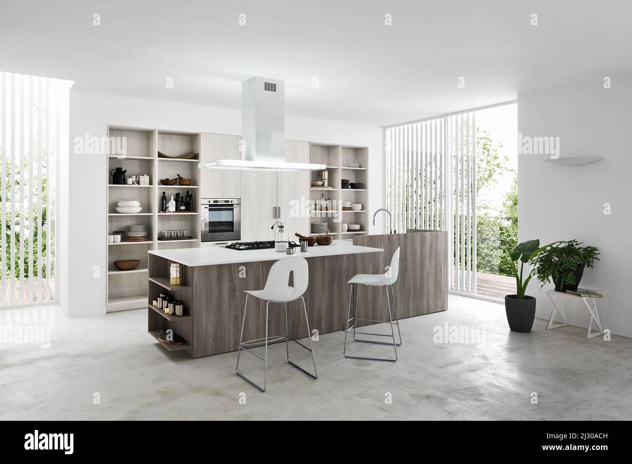 Modern luxury kitchen interior design in minimal style Stock Photo - Alamy