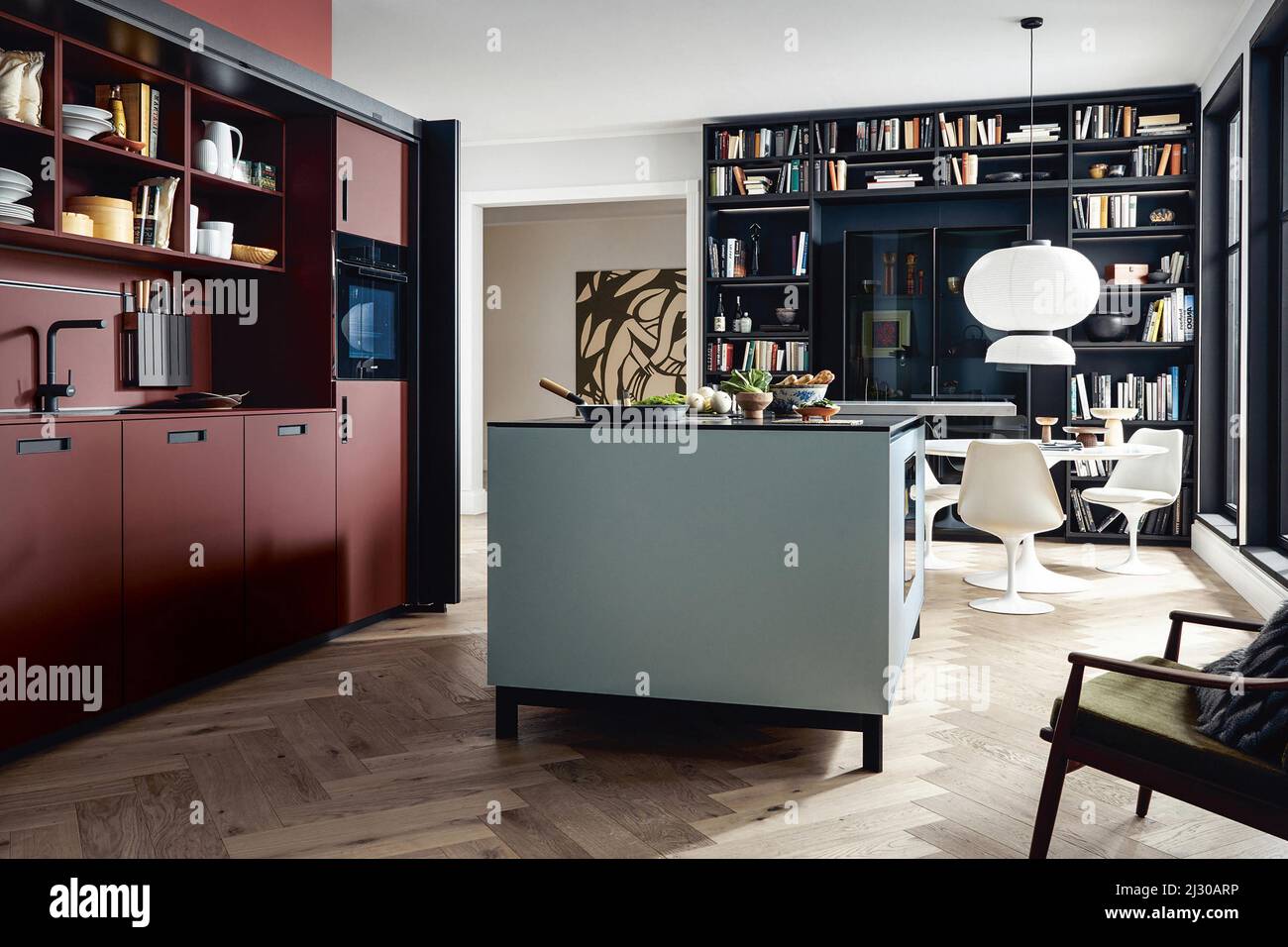 Modern luxury kitchen interior design in minimal style Stock Photo - Alamy