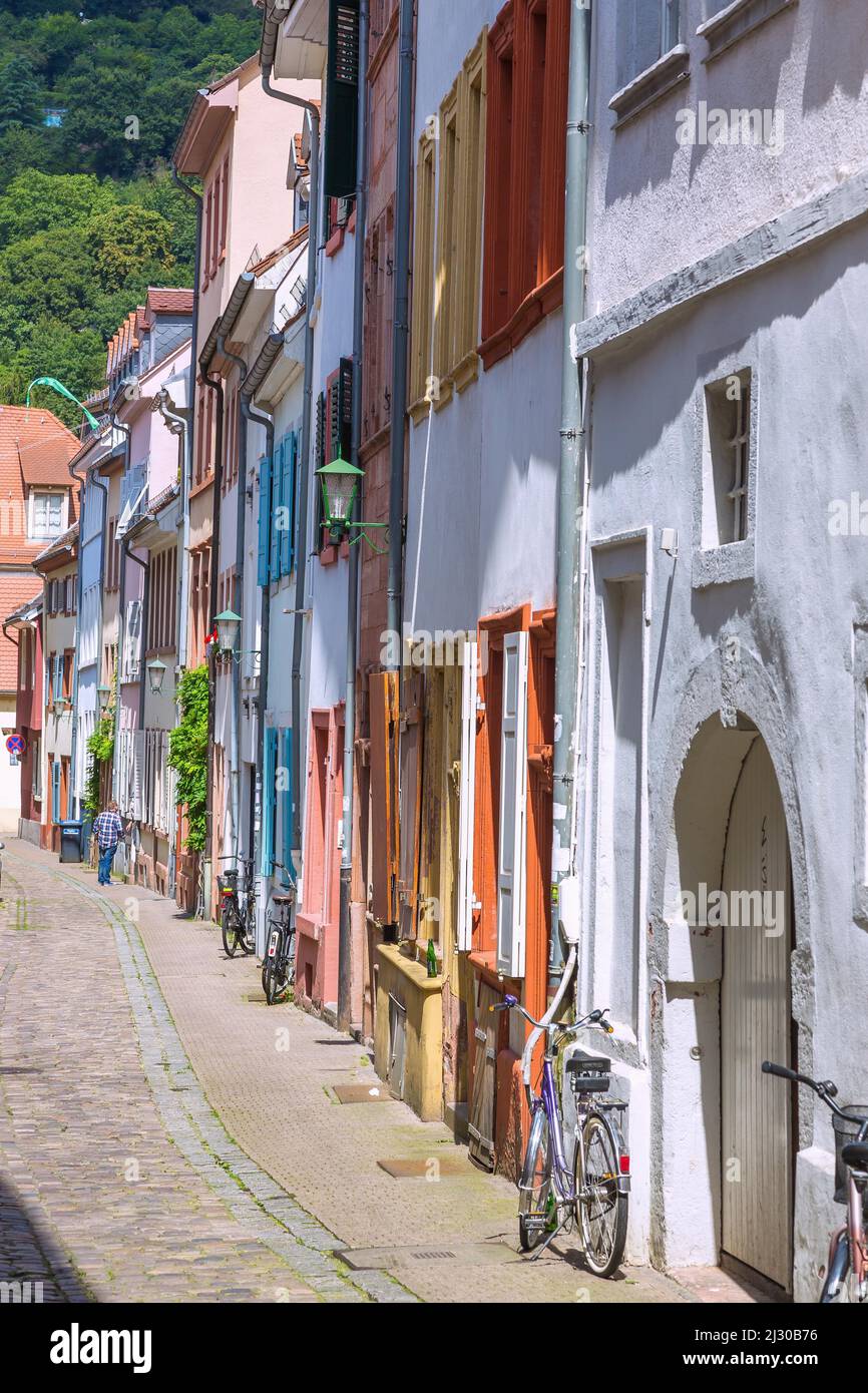Heidelberg; Kleine Mantelgasse, house facades Stock Photo