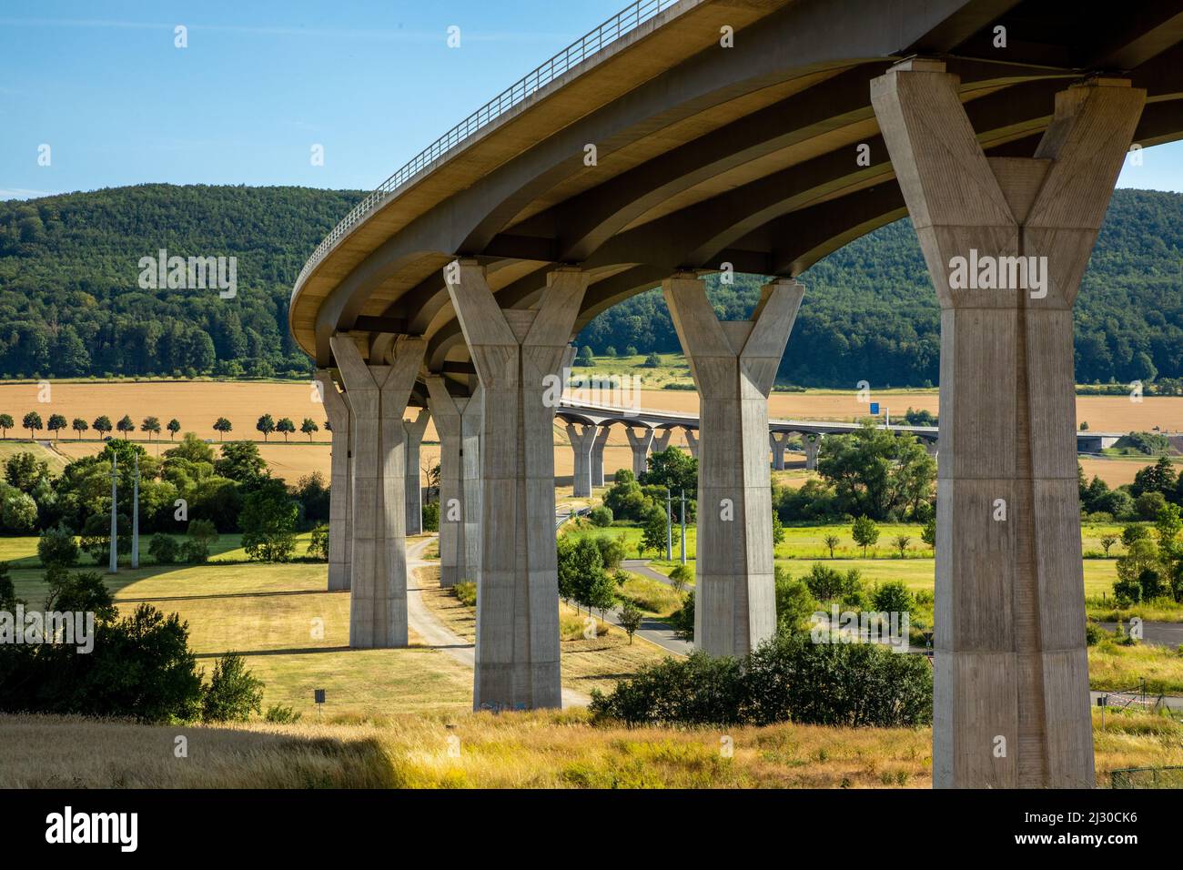 Motorway bridge, Werra bridge on the A 71 near Meiningen, German unity transport project, DEGES, Stock Photo