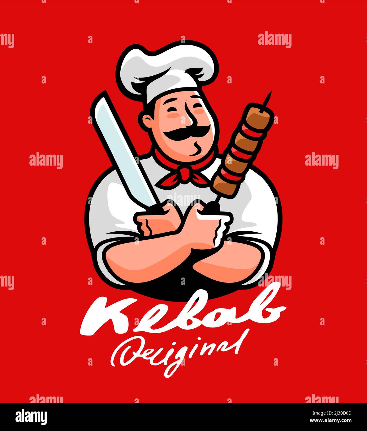 Funny chef in a kitchen Royalty Free Vector Image