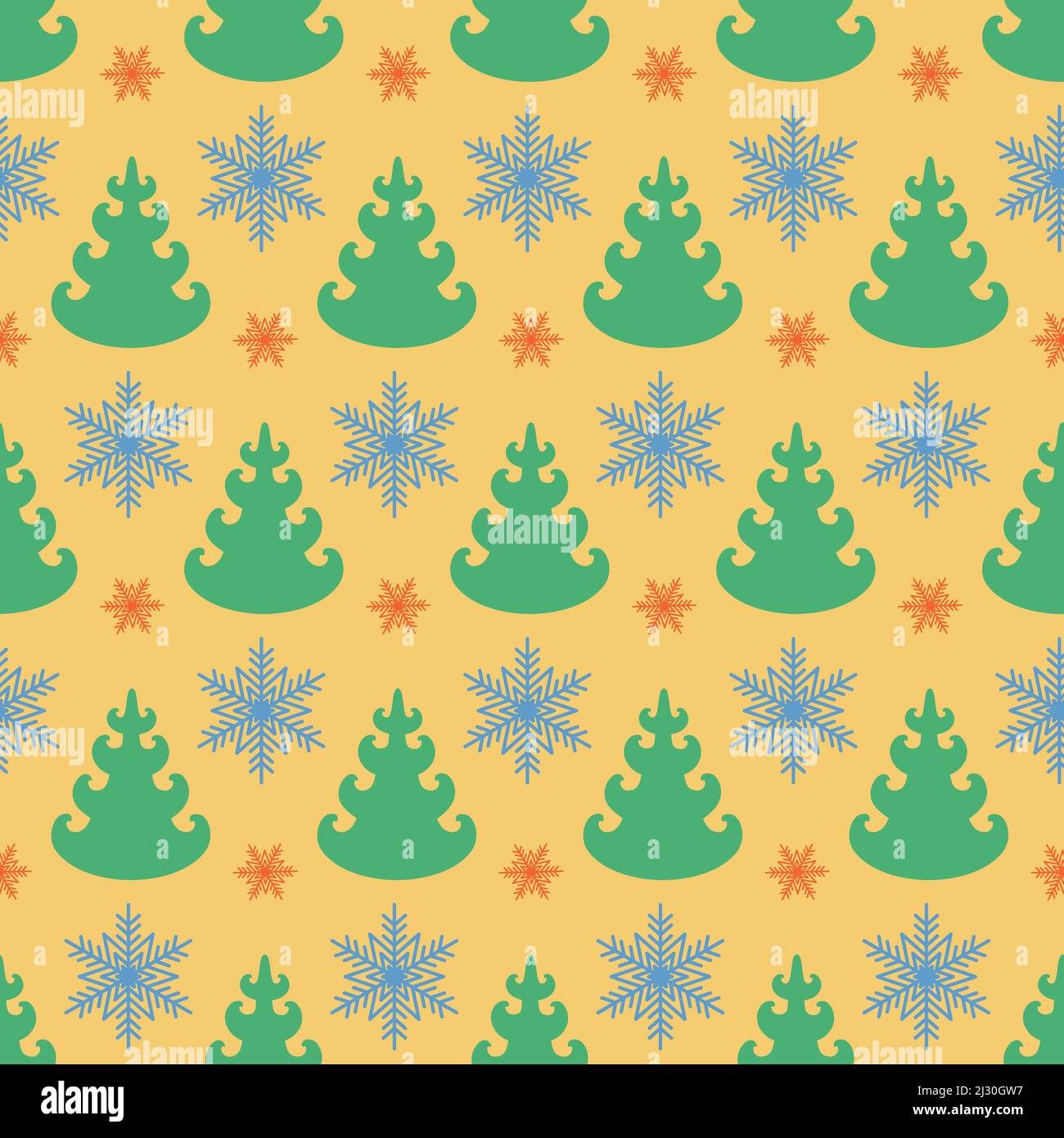Winter seamless pattern with christmas tree and snowflake, cute ...